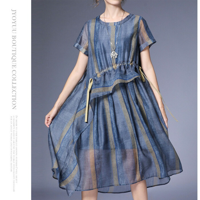 全品13 Offクーポン2点以上で ワンピース レディース 大きいサイズ ワンピース 春 ロング ワンピース 春夏 きれいめ ワンピース ストライプ ワンピース 袖あり ワンピース 夏 きれいめ Ol 通勤 ワンピース 半袖 着痩せ お呼ばれ ワンピース 30代 40代 50代 60代