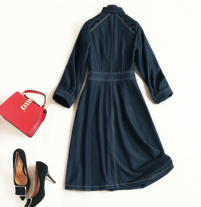 秋天连衣裙粗斜纹布连衫裙紧凑的连衣裙邀请连衣裙深蓝连衣裙派对礼服