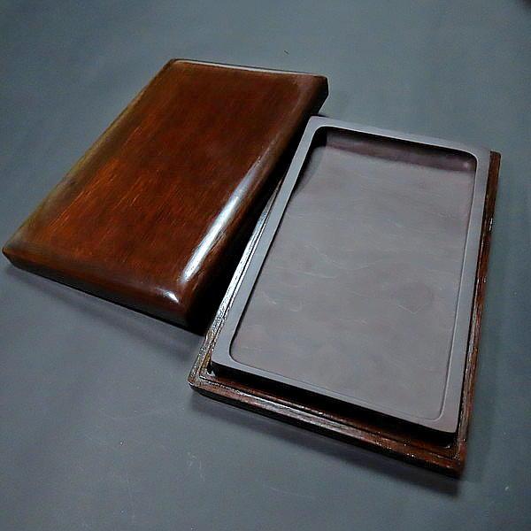 書道具 歙硯 金星小ぶり書道硯 硯 すずり唐木硯箱付 文房具★美しい石目★ imgrc0091492439.jpg
