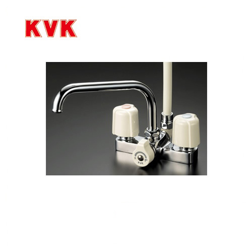 【楽天市場】[KF14ER2]KVK 浴室水栓 シャワー水栓 2ハンドルシャワー デッキ形（台付き） 240mmパイプ付 取付ピッチ120mm