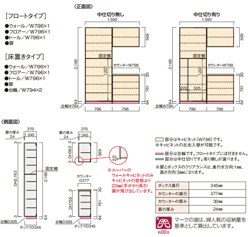 【楽天市場】玄関収納 WOODONE ウッドワンピノアース 幅1592mm 間口6尺 C601コの字プラン 落し込みタイプ フロートタイプ