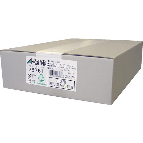 スリーエム ジャパン 3M エーワン ＰＰＣ下げ札 Ａ４‐２０面 （５００枚入） 【品番：28761】