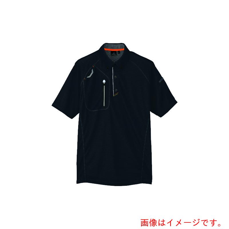 アイトス（AITOZ）　半袖ボタンダウンポロシャツ（男女兼用）　ブラック　６Ｌ　【品番：10605-010-6L】