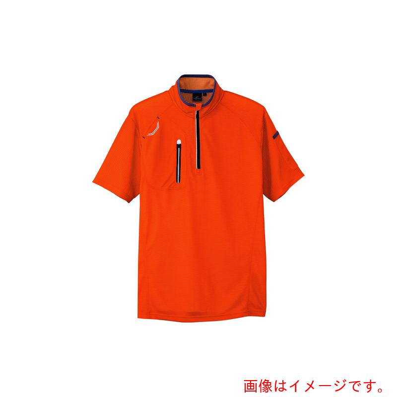 アイトス（AITOZ）　半袖ハーフＺＩＰシャツ（男女兼用）　オレンジ　６Ｌ　【品番：10607-163-6L】