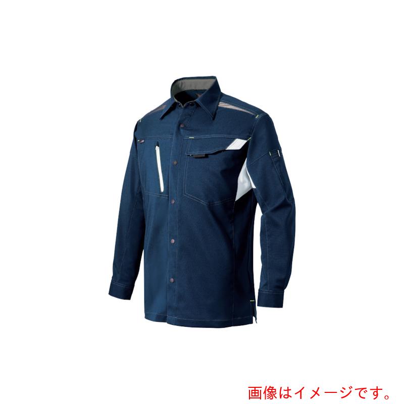 アイトス（AITOZ）　長袖シャツストレッチ裏綿（サマーライトフィックス）　ネイビーＭ　【品番：AZ2535-008-M】