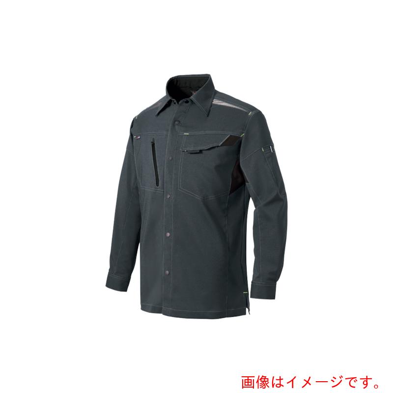 アイトス（AITOZ）　長袖シャツストレッチ裏綿（サマーライトフィックス）　チャコールＬＬ　【品番：AZ2535-014-LL】