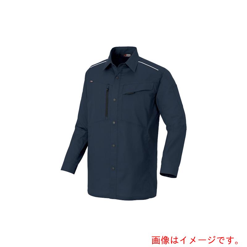 アイトス（AITOZ）　ニュームービンカット　春夏長袖シャツ　ネイビー　６Ｌ　【品番：AZ3335-008-6L】