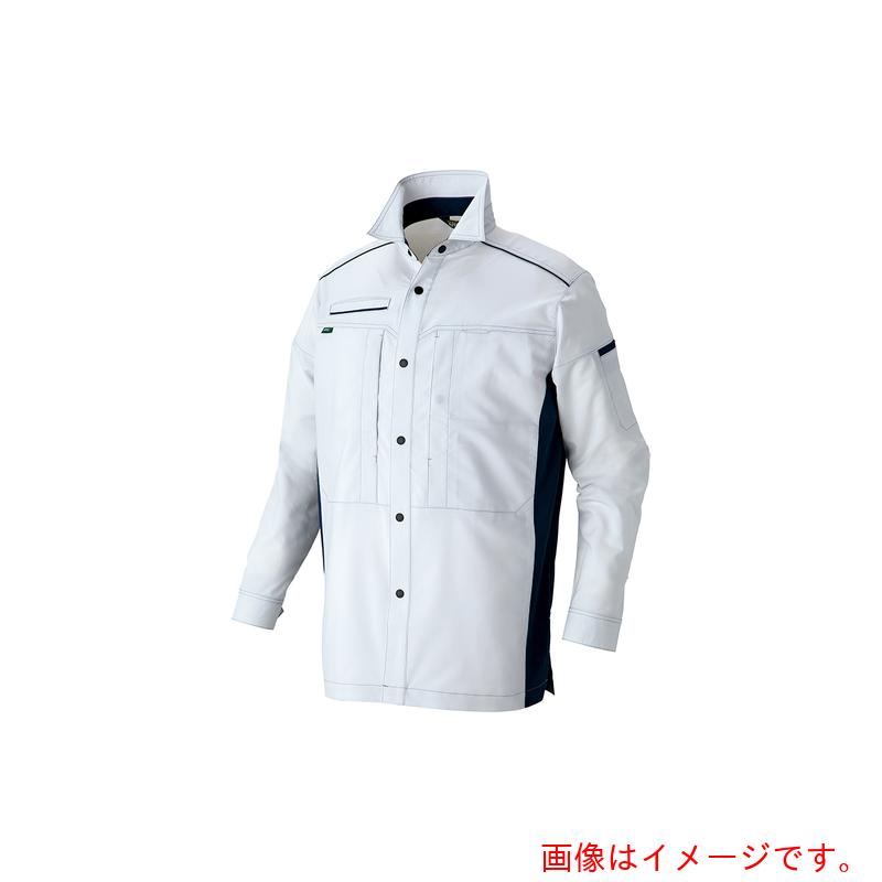 アイトス（AITOZ）　長袖シャツ（男女兼用）ＡＺ３５３５　シルバーグレー×ネイビー　ＬＬ　【品番：AZ3535-003-LL】