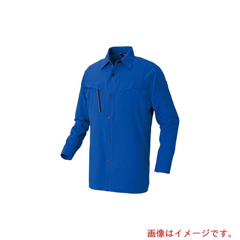 アイトス（AITOZ）　長袖シャツ（男女兼用）ＡＺ４１３５　高通気軽量スーパーストレッチ　ブルー　６Ｌ　【品番：AZ4135-006-6L】