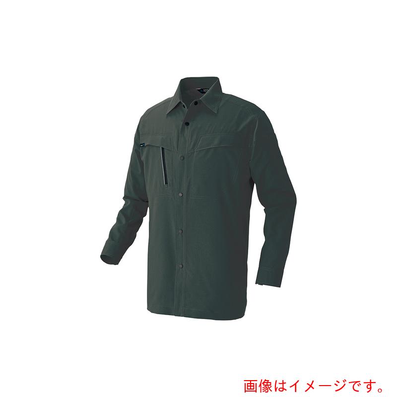 アイトス（AITOZ）　長袖シャツ（男女兼用）ＡＺ４１３５　高通気軽量スーパーストレッチ　ダークグリーン　Ｓ　【品番：AZ4135-015-S】