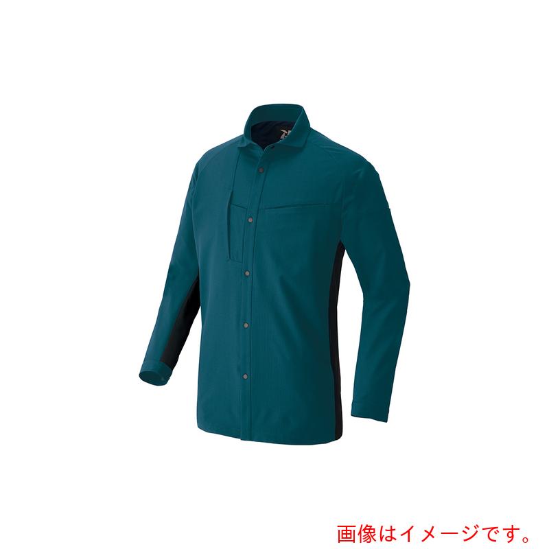 アイトス（AITOZ）　長袖シャツ（男女兼用）　ＴＵＬＴＥＸ　ＷＯＲＫ　ＡＺ４２３５　グリーンＸブラック　Ｍ　【品番：AZ4235-005-M】