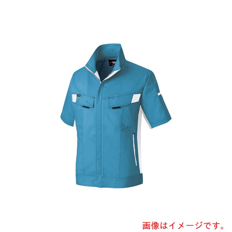 アイトス(AITOZ) ニュームービンカット 春夏半袖ブルゾン サックス×シルバーグレー M 【品番:AZ6832-007-M】