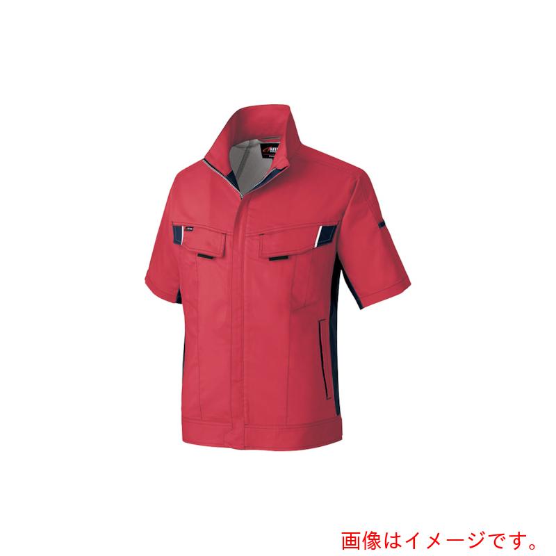 アイトス（AITOZ）　ニュームービンカット　春夏半袖ブルゾン　レッド×チャコールグレー　５Ｌ　【品番：AZ6832-009-5L】
