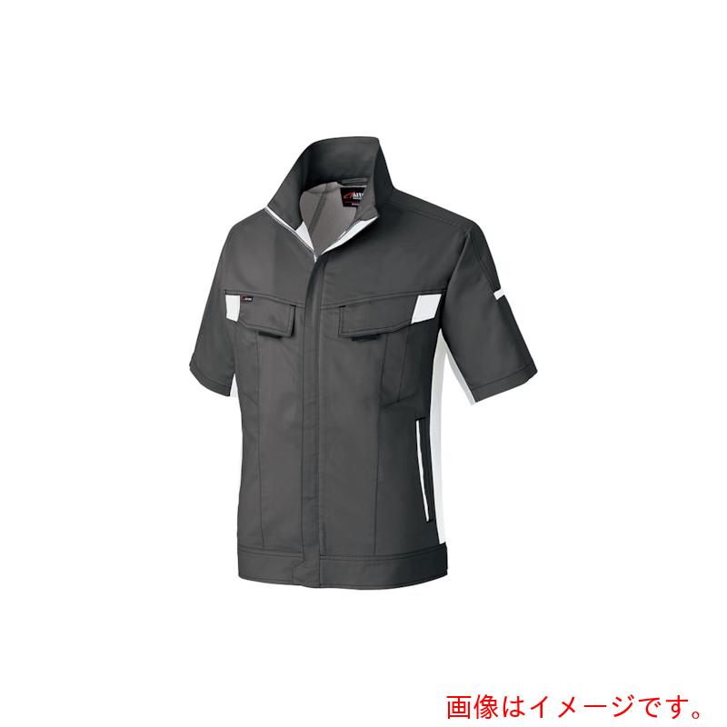 アイトス（AITOZ）　ニュームービンカット　春夏半袖ブルゾン　チャコールグレー×シルバーグレー　ＬＬ　【品番：AZ6832-014-LL】