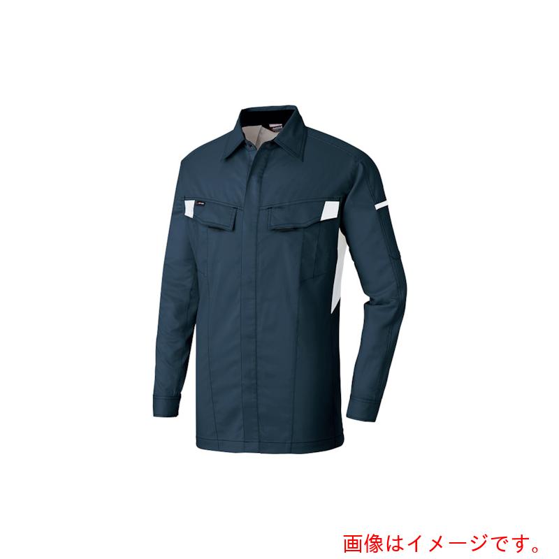 アイトス（AITOZ）　ニュームービンカット　長袖シャツ　ネイビー×シルバーグレー　５Ｌ　【品番：AZ6835-008-5L】