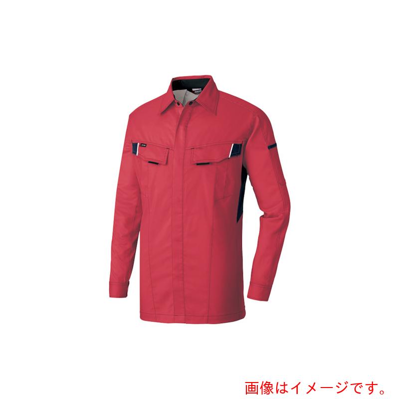 アイトス（AITOZ）　ニュームービンカット　長袖シャツ　レッド×チャコールグレー　４Ｌ　【品番：AZ6835-009-4L】