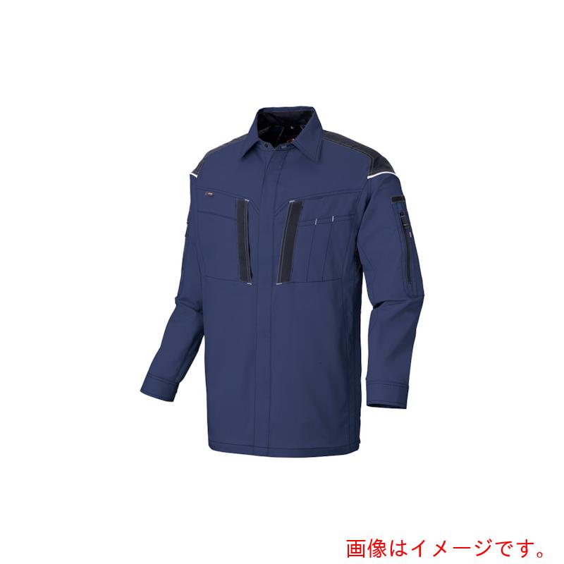 アイトス（AITOZ）　ニュームービンカット　フルハーネス仕様長袖シャツ　ネイビー　Ｍ　【品番：AZ6836-008-M】