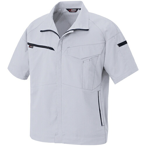 アイトス（AITOZ）　ニュームービンカット　春夏半袖ブルゾン　シルバーグレー　Ｌ　【品番：AZ6842-003-L】