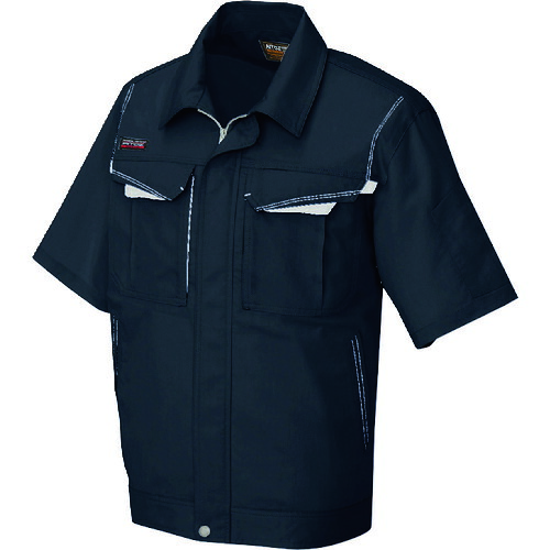 アイトス（AITOZ）　半袖ブルゾン（男女兼用）　ブラック&times;シルバーグレー　６Ｌ　【品番：5551-010-6L】｜住設プロ　店