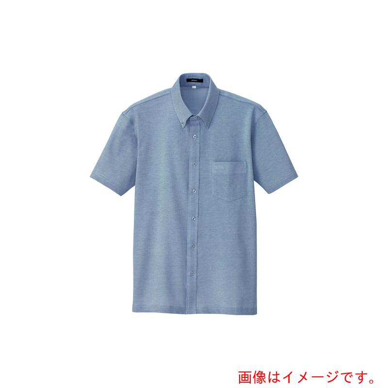 アイトス（AITOZ）　半袖ニットボタンダウンシャツ（男女兼用）　ネイビー　５Ｌ　【品番：7854-008-5L】
