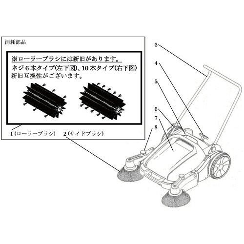 ★アクアシステム　ＡＪＬ９２０Ｓ用　左右サイドブラシセット（ネジ付２個入り）　【品番：ECSW900500】