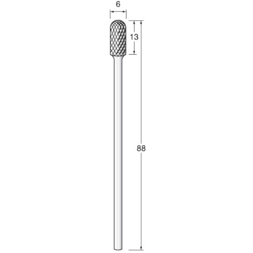 アルゴファイルジャパン（ARGOFILE） ロング矢がら超硬カッタークロスカツト Φ６Ｘ１３ Φ６．０軸Ｌ８８ 【品番：CC963】