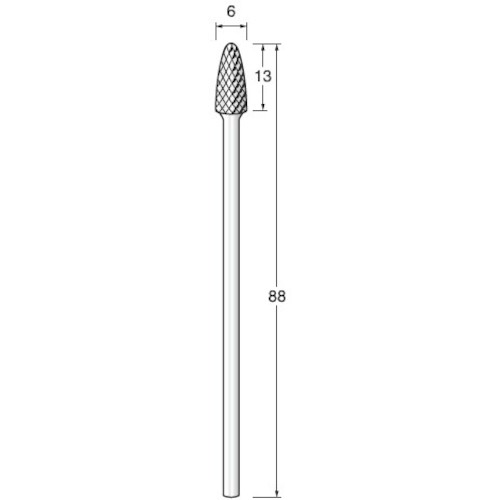 アルゴファイルジャパン（ARGOFILE） ロング立て坑超硬カッタークロスカツト Φ６Ｘ１３ Φ６．０軸Ｌ８８ 【品番：CC965】