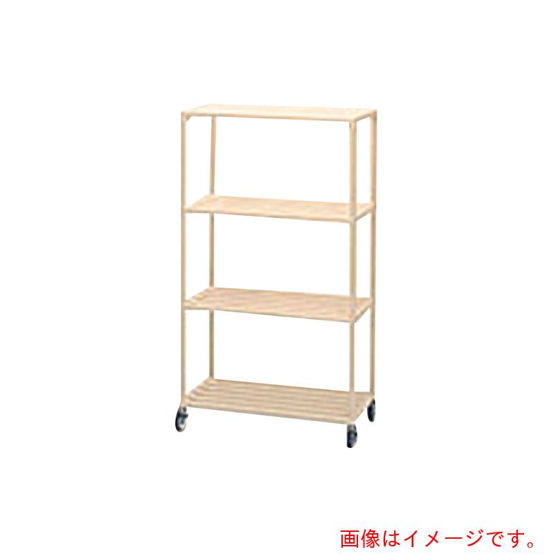 【別途貨物輸送あり】アズワン ＡＳ ポールシェルフ９００粍４段キャスター付 【品番：3-296-02】