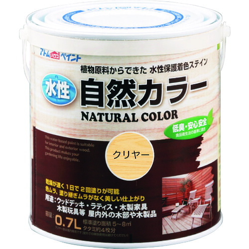 【別途送料あり】アトムサポート　アトムペイント　水性自然カラー　０．７Ｌ　クリヤー　【6個】　【品番：00001-08621】