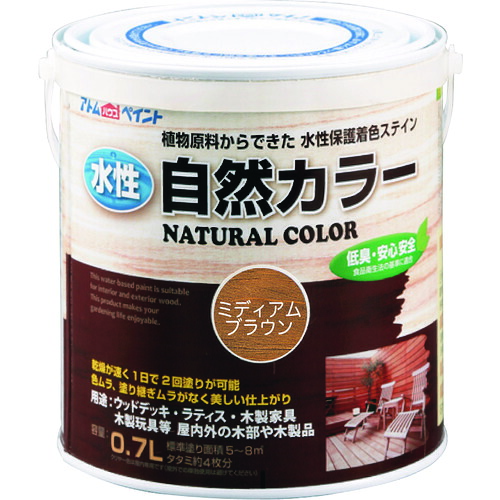 【別途送料あり】アトムサポート　アトムペイント　水性自然カラー　０．７Ｌ　ミディアムブラウン　【6個】　【品番：00001-08622】｜住設プロ　店