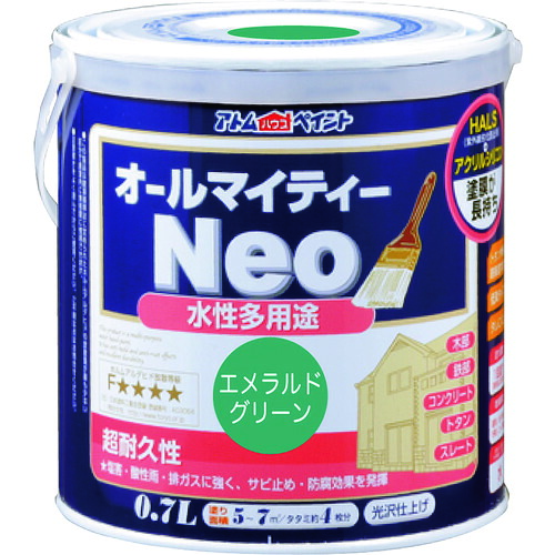 【別途貨物輸送あり】原子受け支える 原子絵の具 水溶性オールマイティーネオ ０．７Ｌ エメラルド緑であること 【6個】 【品番：00001-18776】 塗装用品-塗料缶・ペンキ