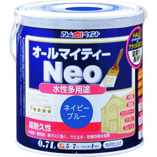 【別途貨物輸送あり】原子受け支える 原子絵の具 水溶性オールマイティーネオ ０．７Ｌ ネイビーブルー 【6個】 【品番：00001-18781】 DIY・工具-花・ガーデン・DIY