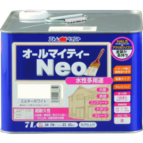 【別途送料あり】アトムサポート　アトムペイント　水性オールマイティーネオ　７Ｌ　ミルキーホワイト　【品番：00001-18881】