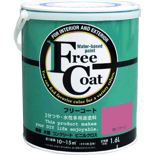 【別途貨物輸送あり】原子受け支える 原子絵の具 水溶性無償性厚地の外套 １．６Ｌ 薄紅 【4個】 【品番：00001-23346】 塗料缶・ペンキ-DIY・工具-花・ガーデン・DIY