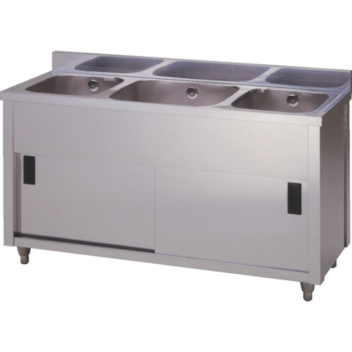 【別途送料あり】東製作所（azuma）　三槽キャビネットシンク　１５００×６００×８００　【品番：AP3-1500H】