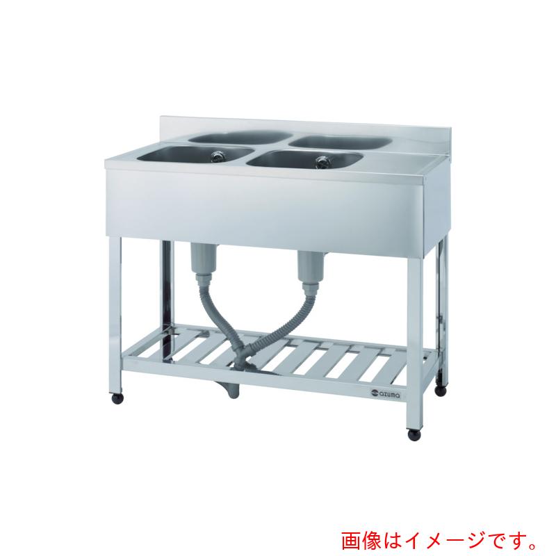 【別途送料あり】東製作所（azuma）　二槽水切シンク右水槽　１２００×４５０×８００　【品番：KPM2-1200-R】