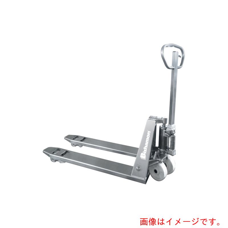 【別途送料あり】スギヤス（Bishamon）　ハンドパレットトラック　ステンレス製　♯４００仕上げ　均等荷重１５００ｋｇ　フォーク長さ９８０&times;幅１５３&times;間隔２１４&times;高さ（最高）２００ｍｍ　【品番：BMS15S-L65-PK】｜住設プロ　店