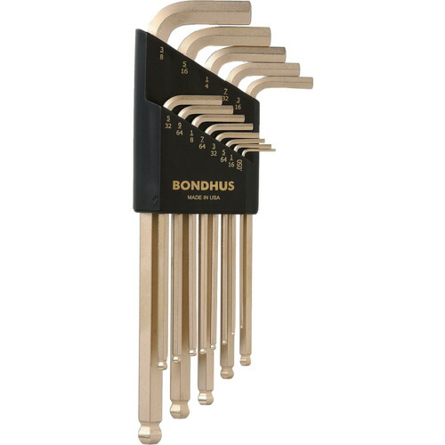 ボンダス・ジャパン(BONDHUS) ボールポイント・L−レンチ ロング インチ セット13本組(0.050−3/8) 【品番:BLX13G】|住設プロ 店