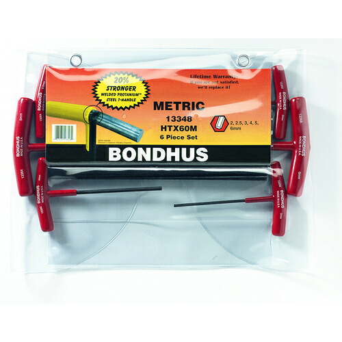 ボンダス・ジャパン（BONDHUS）　六角Ｔ&minus;ハンドル　セット６本組（２&minus;６ｍｍ）　【品番：HTX60M】｜住設プロ　店