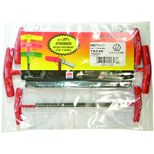 ボンダス・ジャパン（BONDHUS）　全長２２９ｍｍ　六角Ｔ&minus;ハンドル　セット６本組（２&minus;６ｍｍ）　【品番：HTX60M-9】｜住設プロ　店