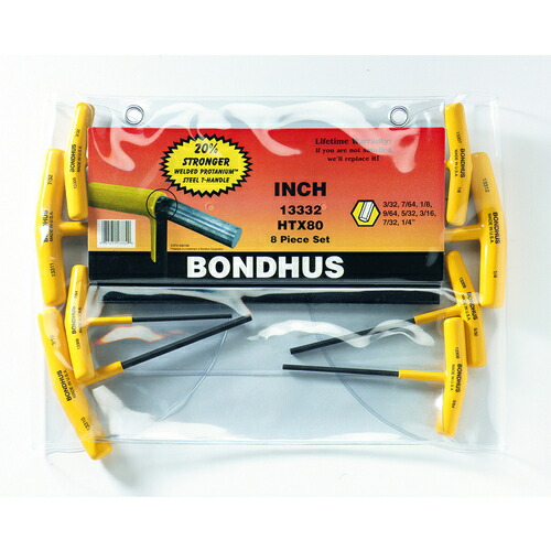 ボンダス・ジャパン（BONDHUS）　六角Ｔ－ハンドル　インチ　セット８本組（３／３２－１／４）　【品番：HTX80】