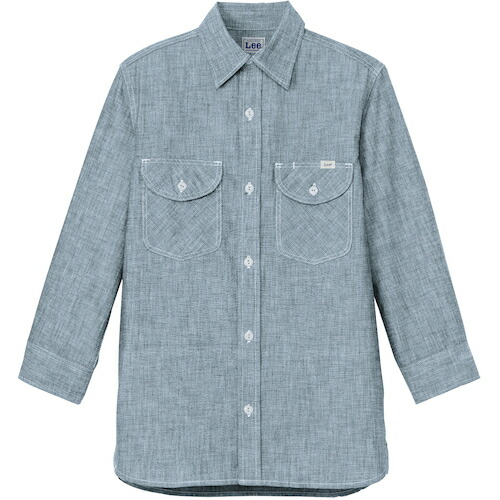 ボンマックス（BONMAX）　Ｌｅｅワークウェア　レディスシャンブレー七分袖シャツ　ブルー　ＸＬ　【品番：LCS43004-7-XL】