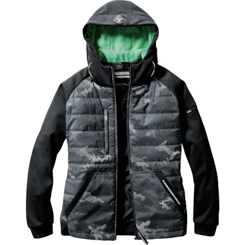 バートル　BURTLE　ＴＣ防風フーディジャケット（ユニセックス）　３２１０－３８－Ｍ　カモフラブラック　【品番：3210-38-M】