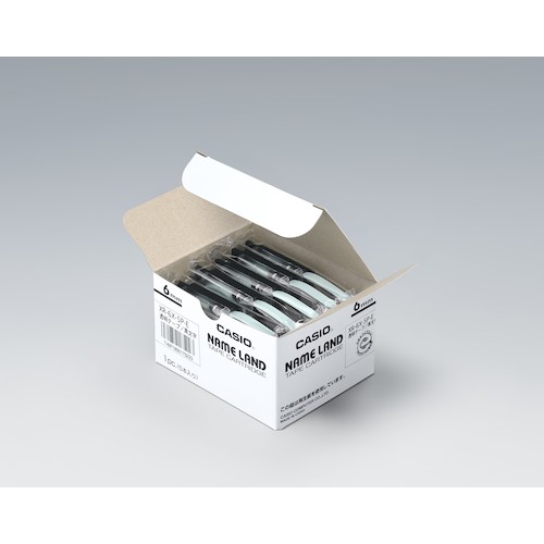 カシオ計算機（CASIO）　ネームランド用スタンダードテープ５本入り６ｍｍ　透明に黒字　【品番：XR-6X-5P-E】