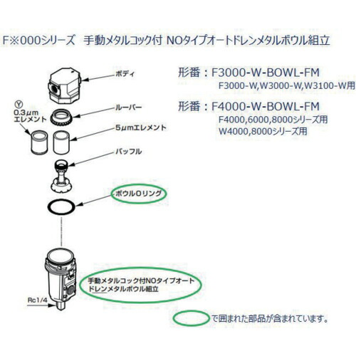 CKD Ｆ．Ｒ．Ｌユニット ３０００シリーズ用 ボウル組立 【品番：F3000-W-BOWL-FM】