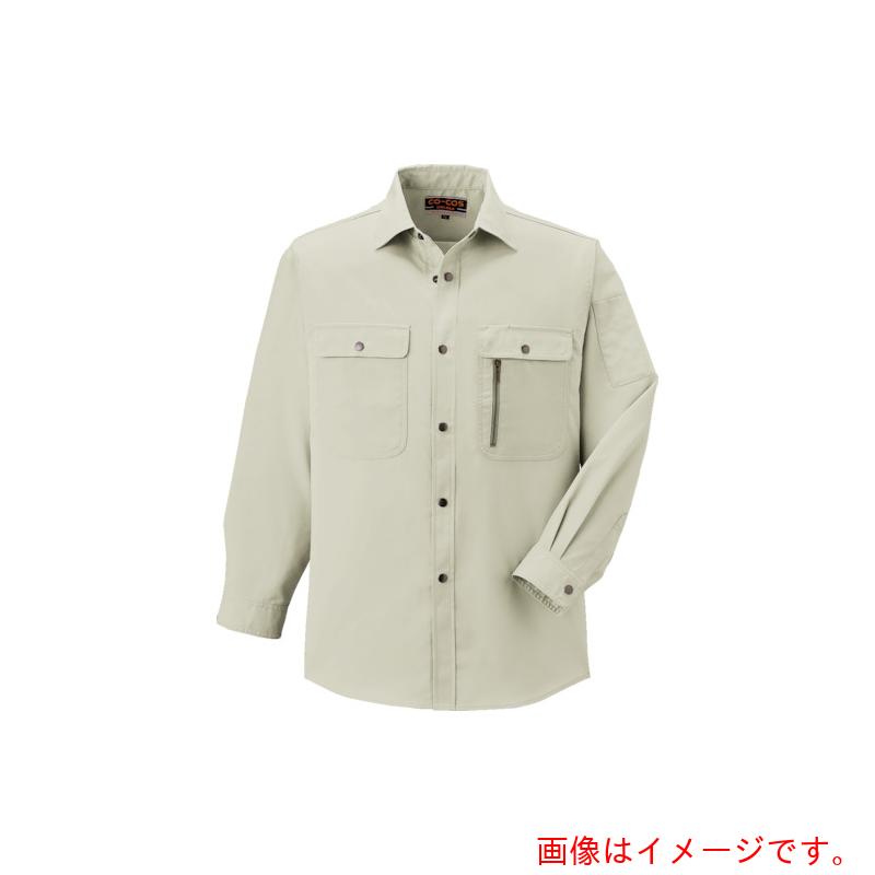 コーコス信岡（co-cos）　長袖シャツＨ－１９８　５アイボリー　Ｓ　【品番：H-198-5-S】