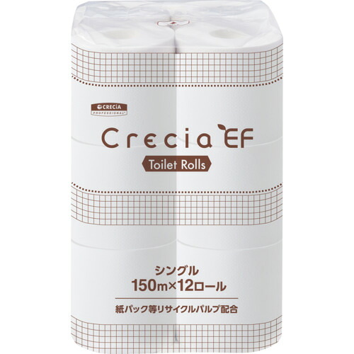 日本製紙クレシア（CRECiA）　トイレットペーパー　ＥＦトイレットロール１５０ｍ　シングル　１２ロール　【品番：10105】
