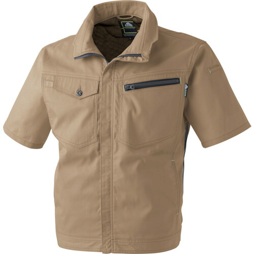 CUC　ＣＨＵＳＡＮ　ドビーストレッチＴ／Ｃ　メッシュ半袖ブルゾン　カーキ　ＬＬ　【品番：2907-08-LL】