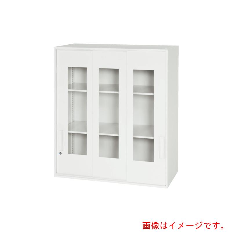 【別途送料あり】ダイシン工業（DAISHIN）　壁面収納庫　窓付き３枚引戸型　上置き専用Ｄ４００　ホワイト　【品番：V940-10TG】
