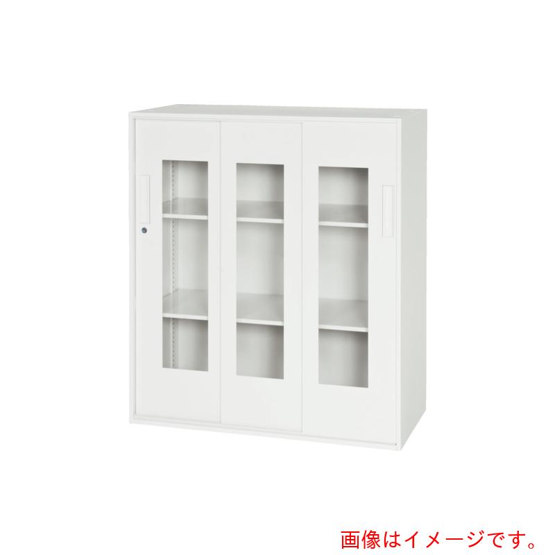 【別途送料あり】ダイシン工業（DAISHIN）　壁面収納庫　窓付き３枚引戸型　下置き専用Ｄ４００　ホワイト　【品番：V940-11TG】